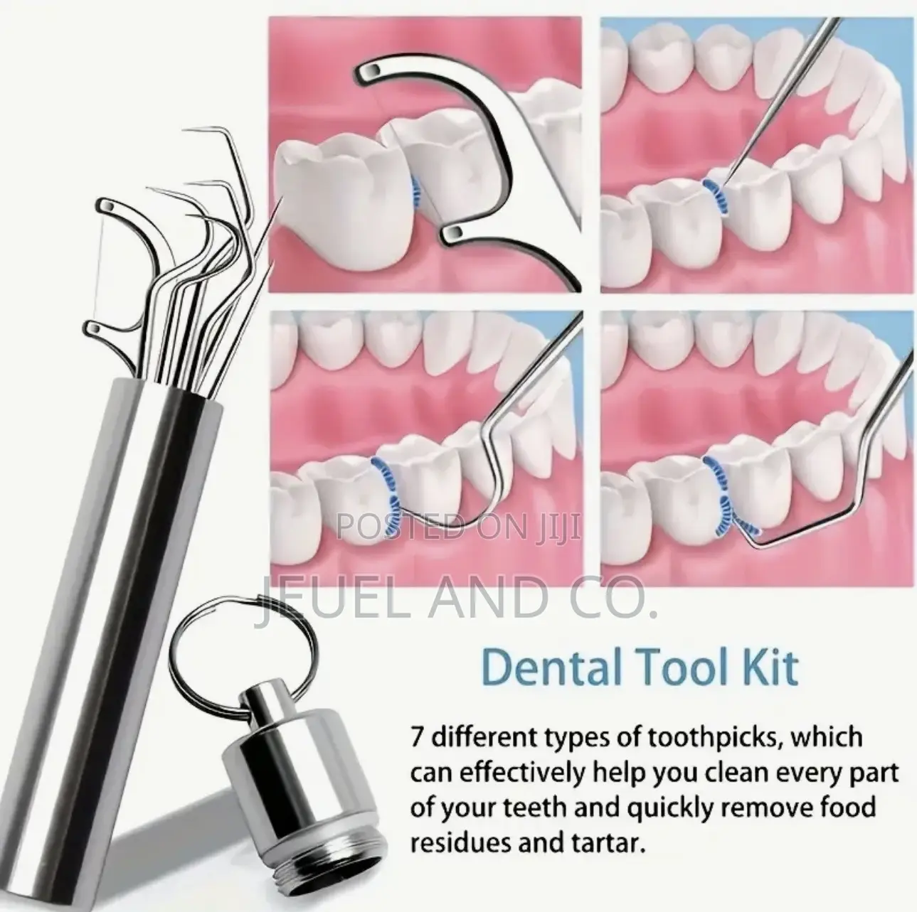 Portable Stainless Steel Pocket Toothpick Kit With Reusable Floss