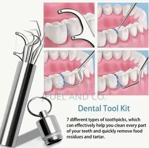 Portable Stainless Steel Pocket Toothpick Kit With Reusable Floss