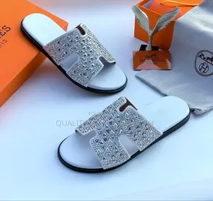 White Hermes Slippers