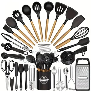 44pcs Wooden Handle Silicone Cookware Kitchen Utensil Set Non Stick