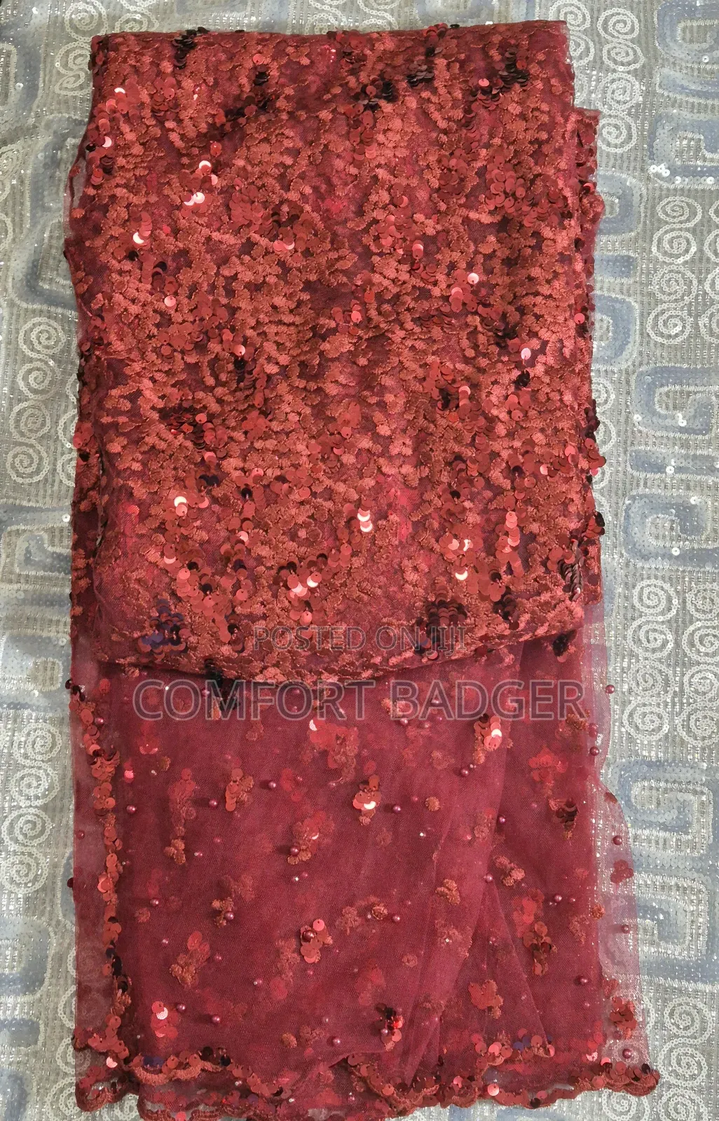 Classy Sequin Wine Lace With Beads