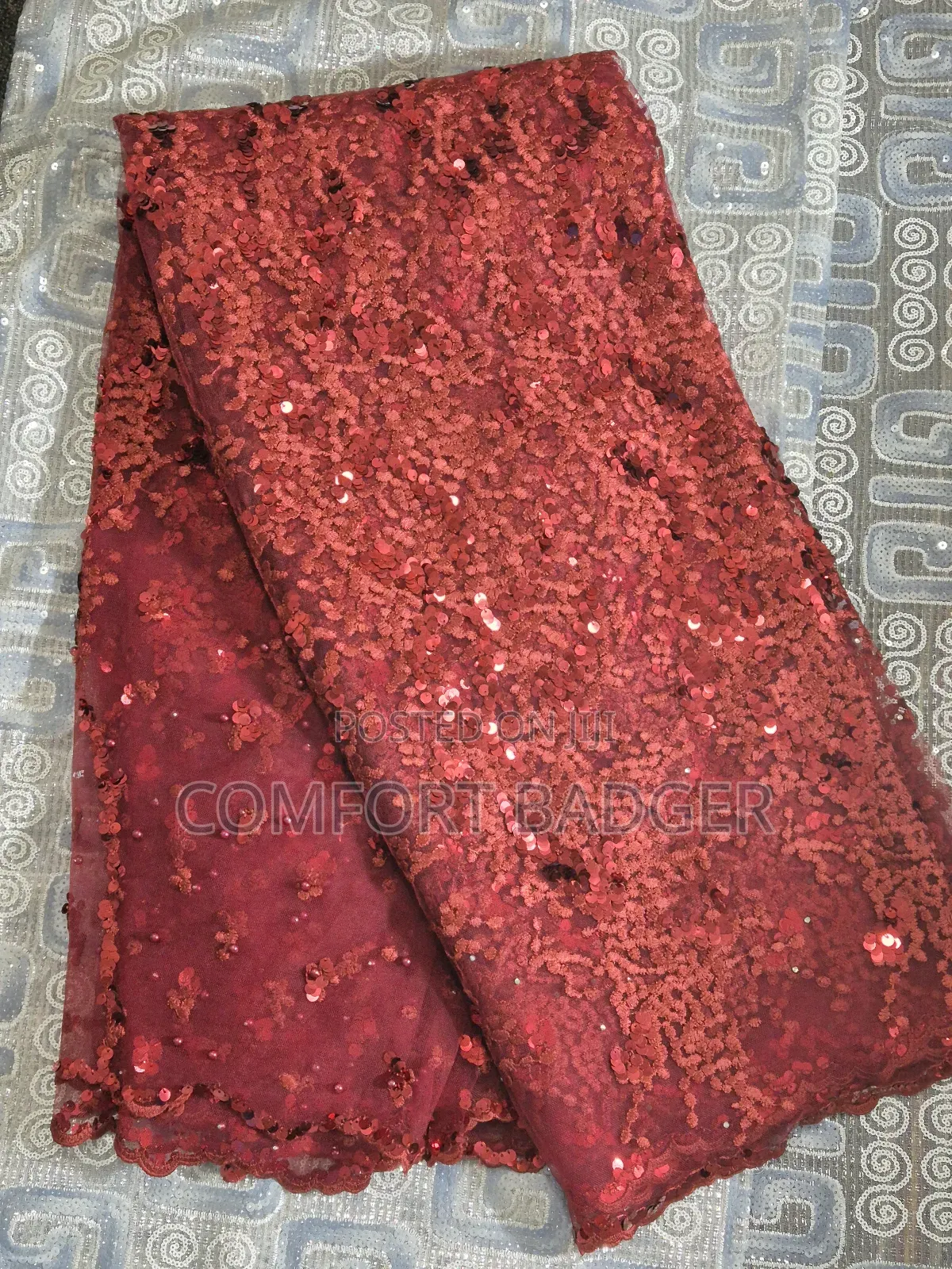 Classy Sequin Wine Lace With Beads