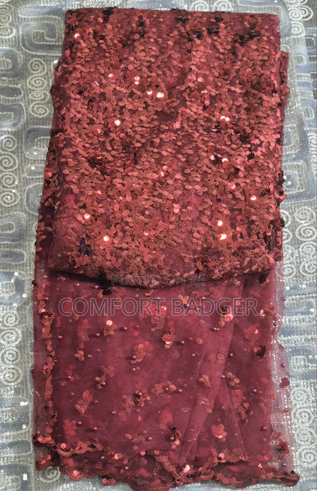 Classy Sequin Wine Lace With Beads