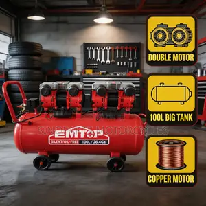100l 3.2hp Air Compressor Double Motor Copper Wire Heavy Duty Emtop