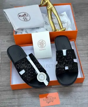 Authentic Black Hermes Slippers