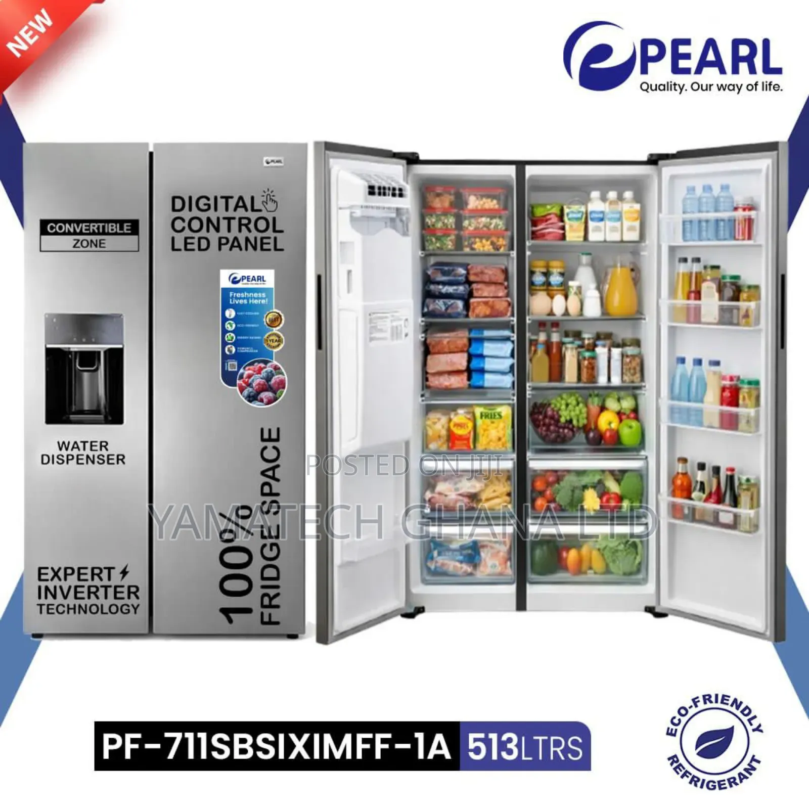 Modern Design Pearl 513 Litre Side by Side Fridge With Ice Maker