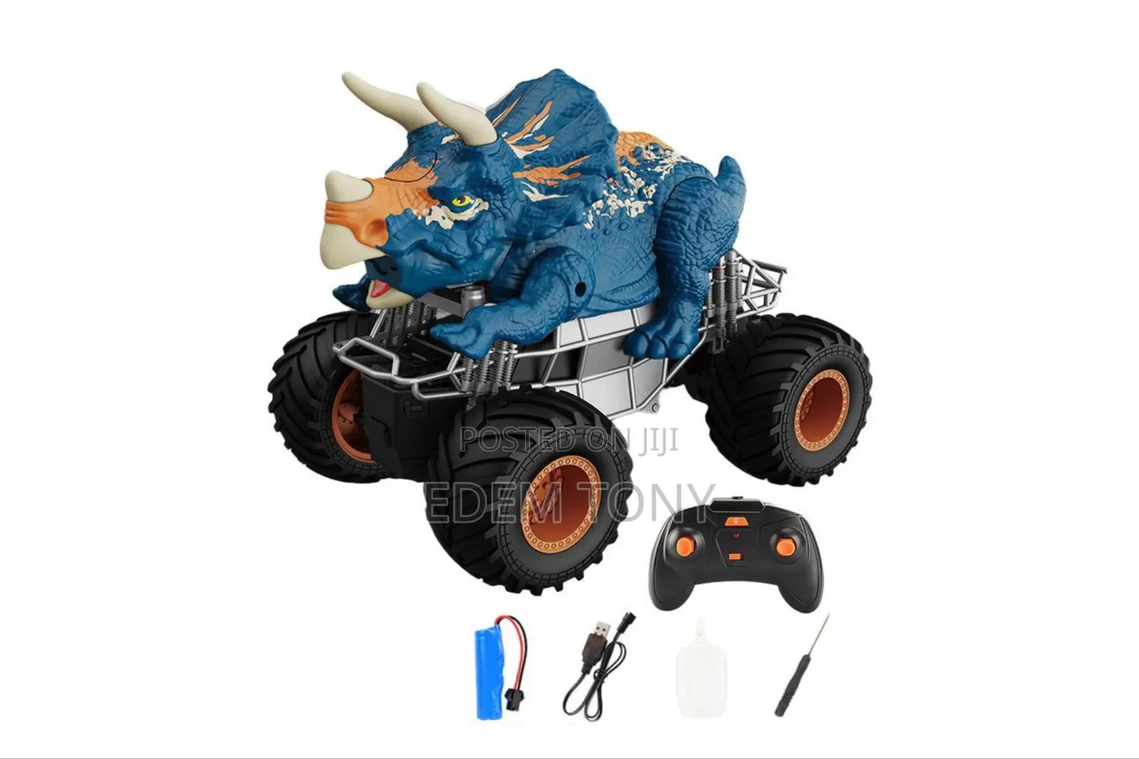Blue Triceratops Remote Control Dinosaur Stunt Vehicle