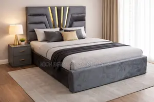 Luxury Velvet Gray Double Bed Frame