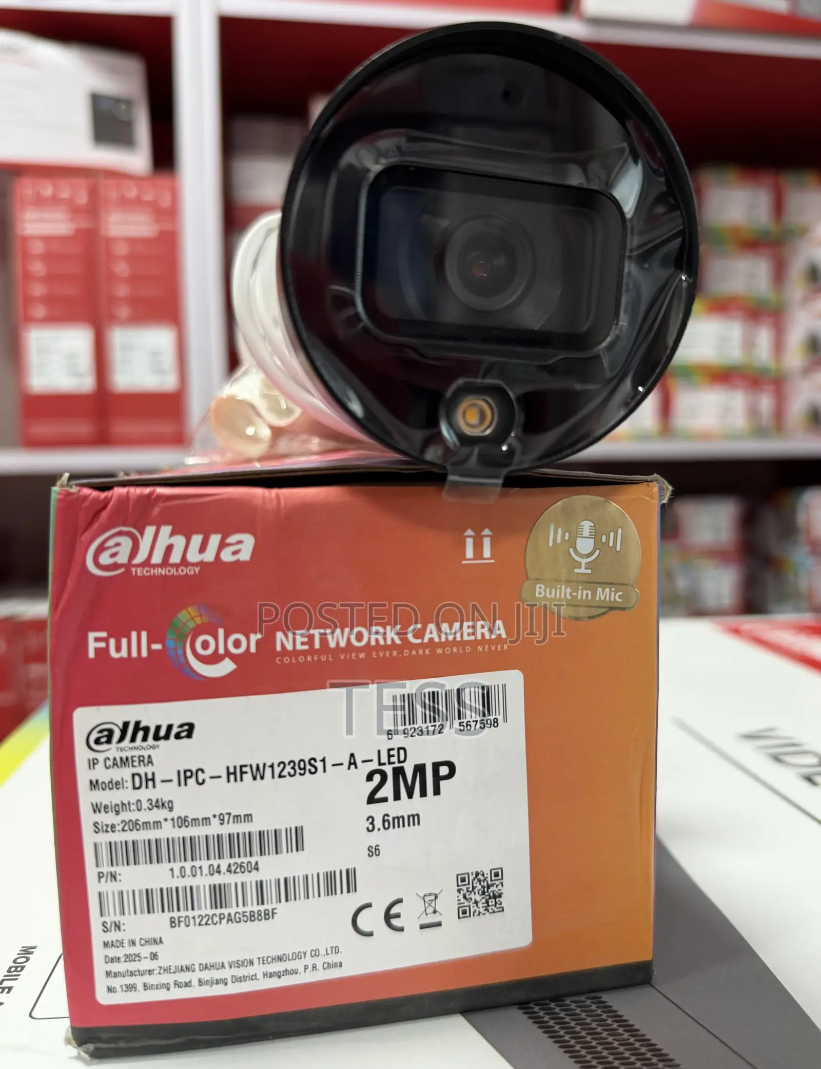 Dahua 2mp Ip Camera Full Color Audio Outdoor Dh-Ipc-Hfw1239s1p-a-Led