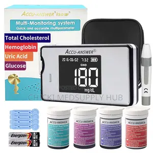 Accu Answer 4 in 1 Strips for Cholesterol ,Hb ,Uric Acid, Glucose
