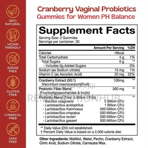 Women Cranberry Probiotic Gummies - Vaginal Ph Balance