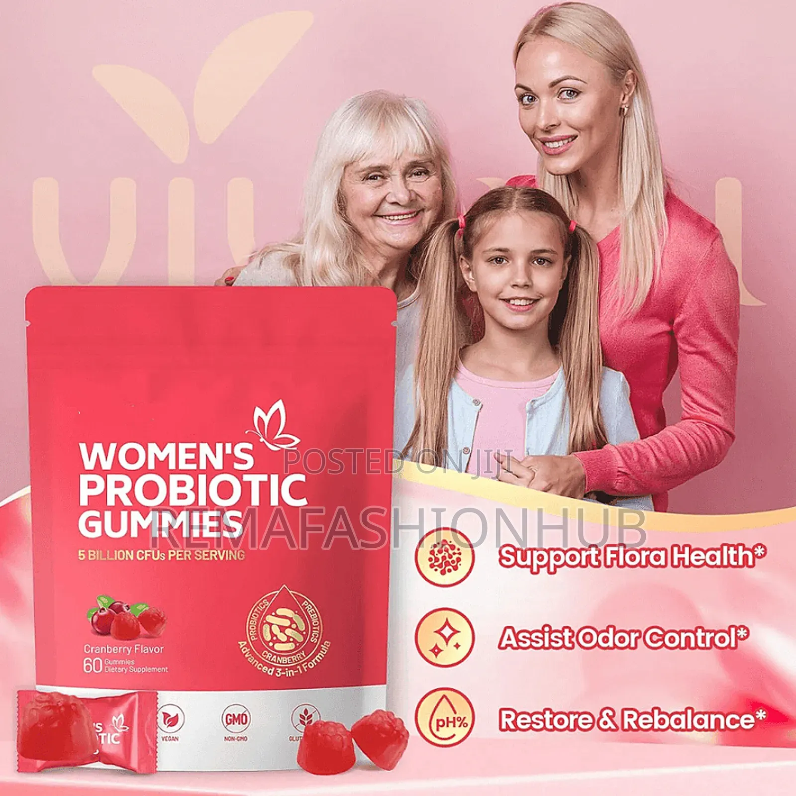 Women Cranberry Probiotic Gummies - Vaginal Ph Balance
