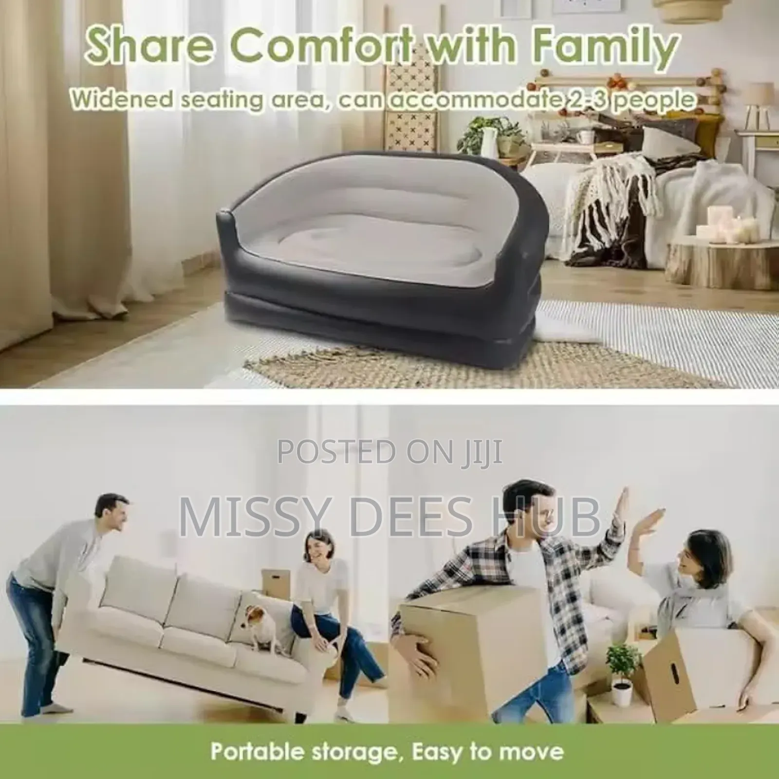 Inflatable Two-seater Sofa With Pump