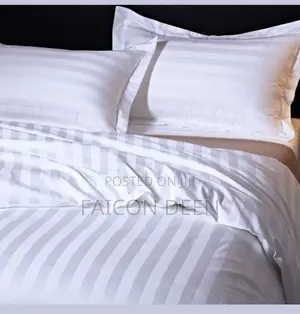Cotton White Stripped Duvet Cover Only ::Built for Hotel Excellence