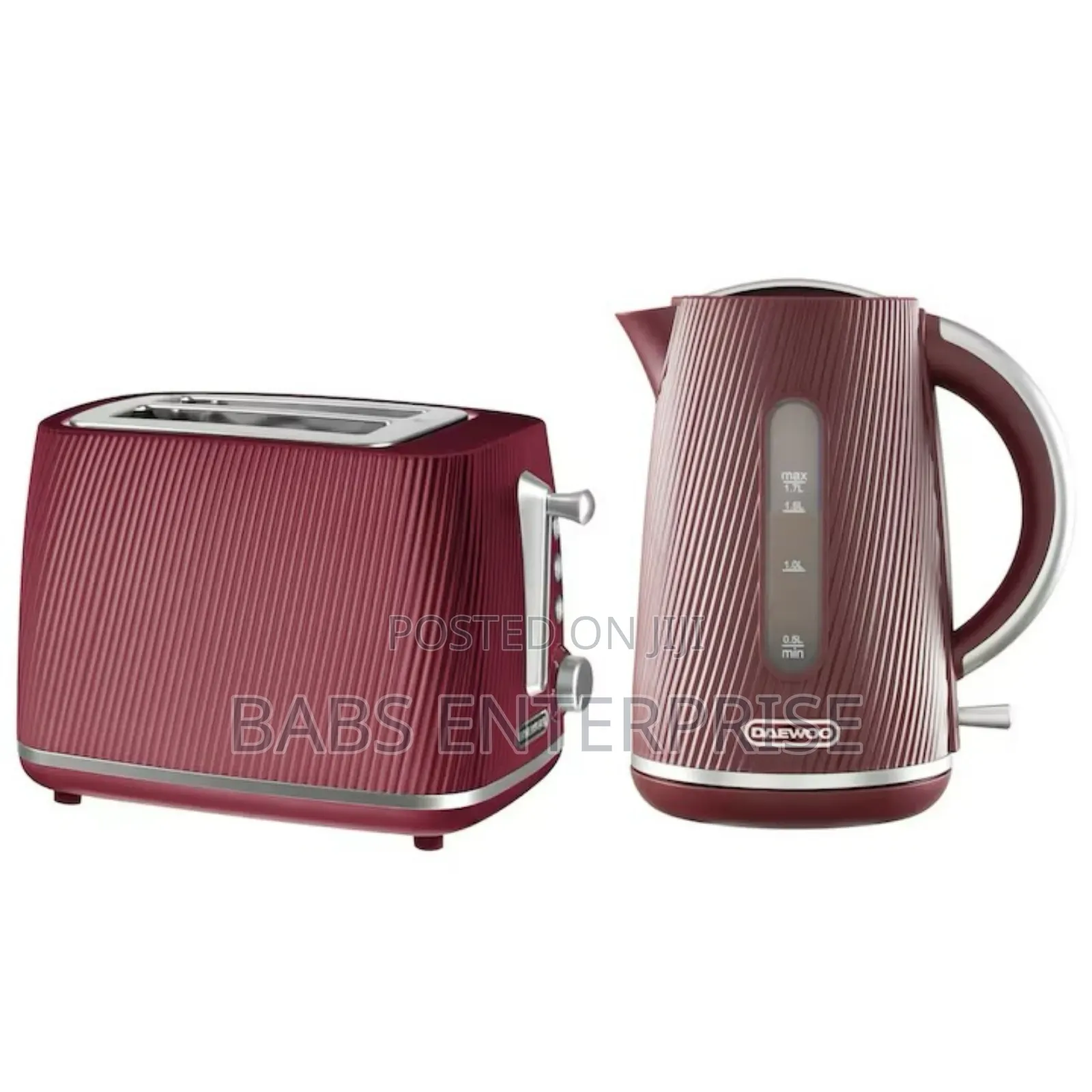 Daewoo Cascade Kettle Toaster Set – 1.7l Red