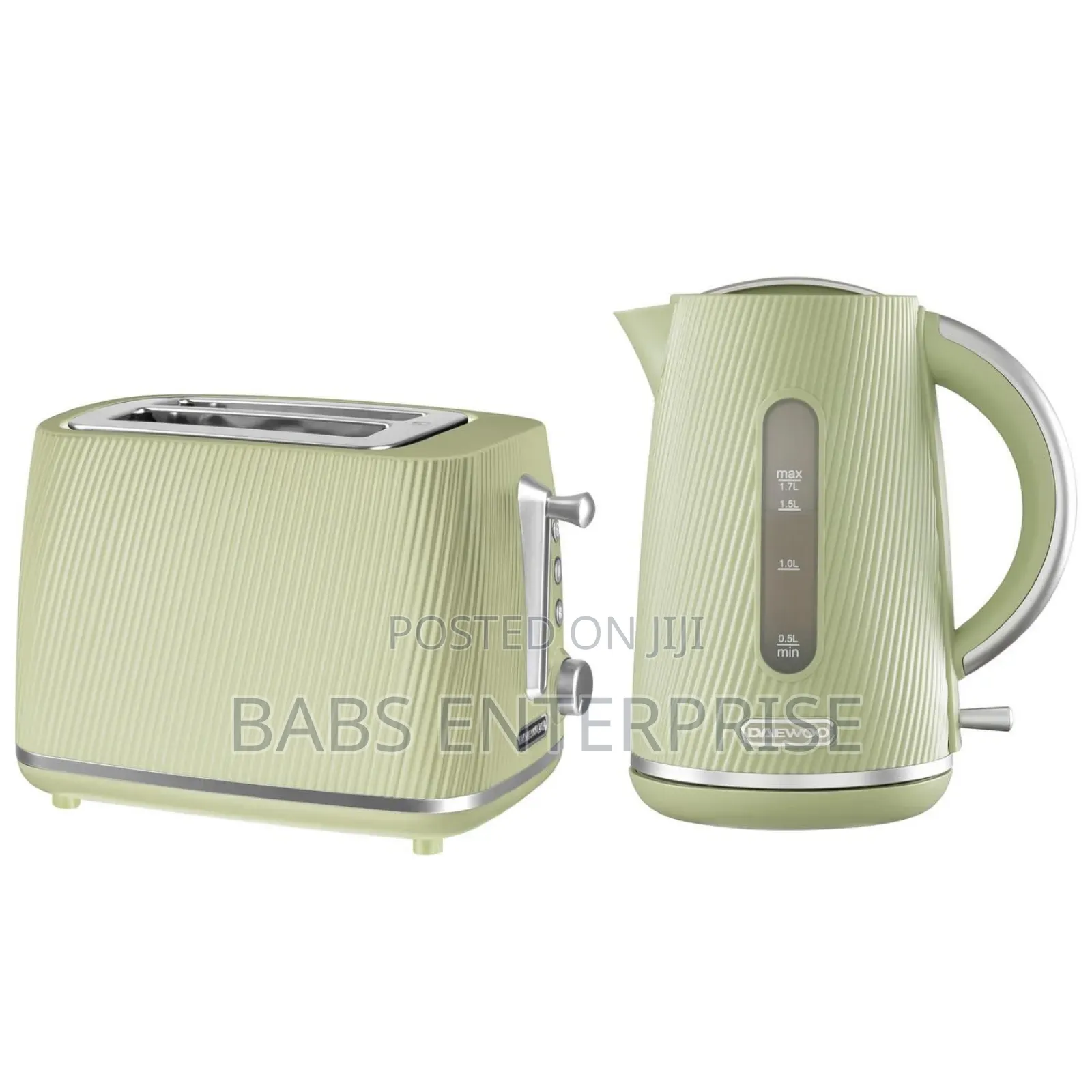 Daewoo Cascade Kettle Toaster Set – 1.7l Green