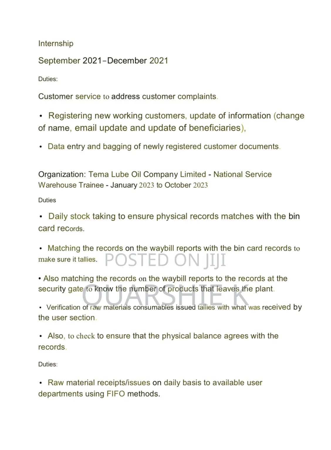 Manufacturing CV