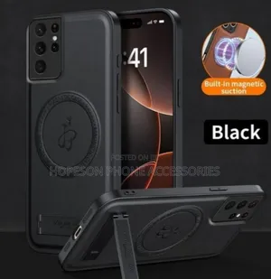 High Quality Magsafe Wireless Charging Luxury Leather Case- Kick-Stand
