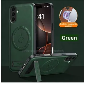 High Quality Magsafe Wireless Charging Luxury Leather Case- Kick-Stand