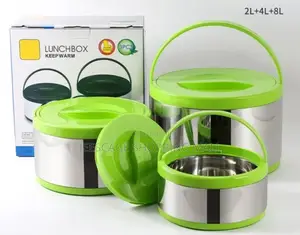 3-Piece Stainless Steel Insulated Hot Pot Casserole Food Warmer Set