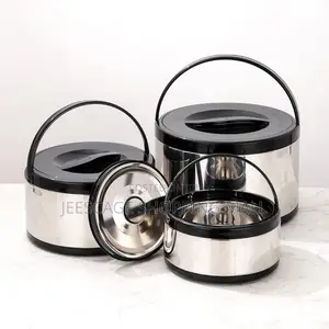 3-Piece Stainless Steel Insulated Hot Pot Casserole Food Warmer Set