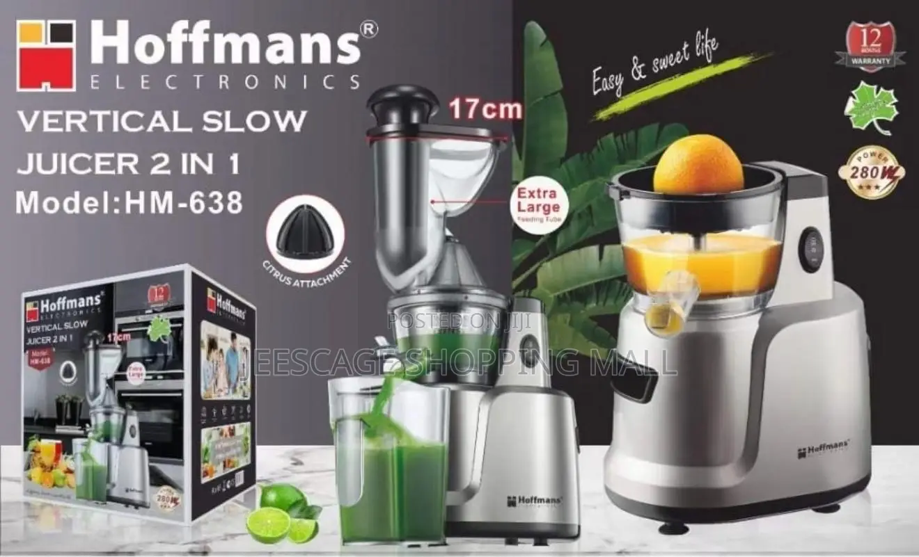 Hoffmans Electronics Vertical Slow Juicer 2 in 1 - Model: Hm-638
