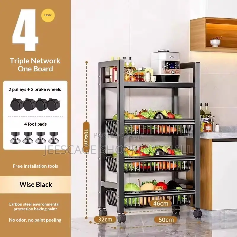 New -Tier Rolling Kitchen Storage Cart With Baskets
