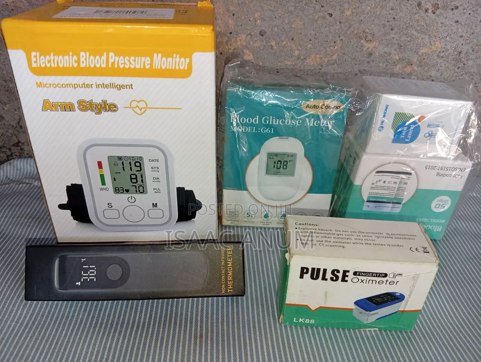 4-1 Bp Monitor Blood Glucose Meter Pulse Oximeter Infrared Thermometer