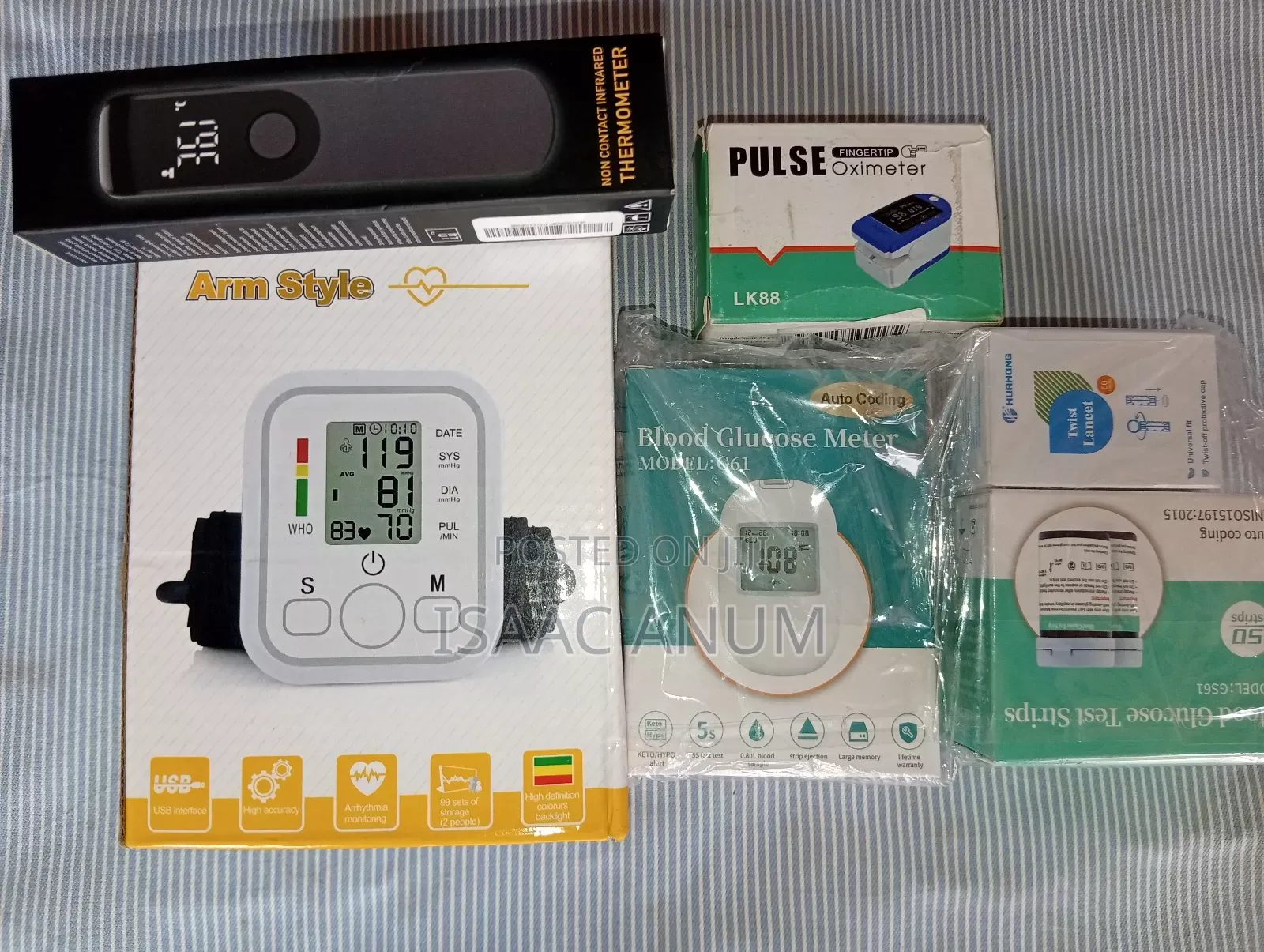 4-1 Bp Monitor Blood Glucose Meter Pulse Oximeter Infrared Thermometer