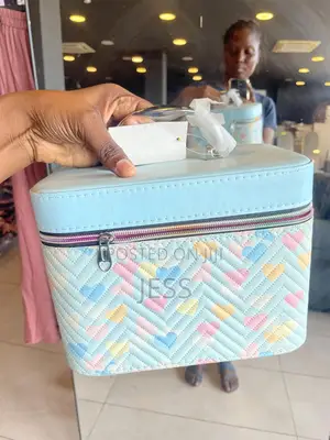 Blue Hearted Makeup Bag/Jewelry Box