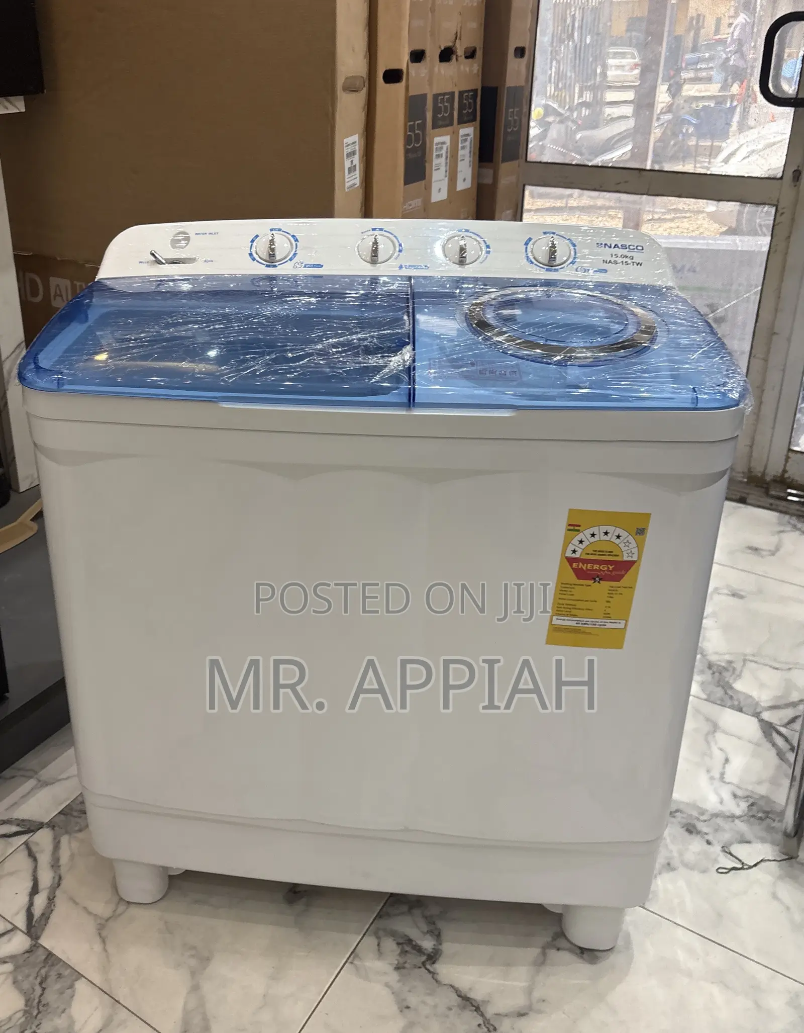 Stainless Steel Tub Nasco 15kg Washing Machine With Spin Dry 