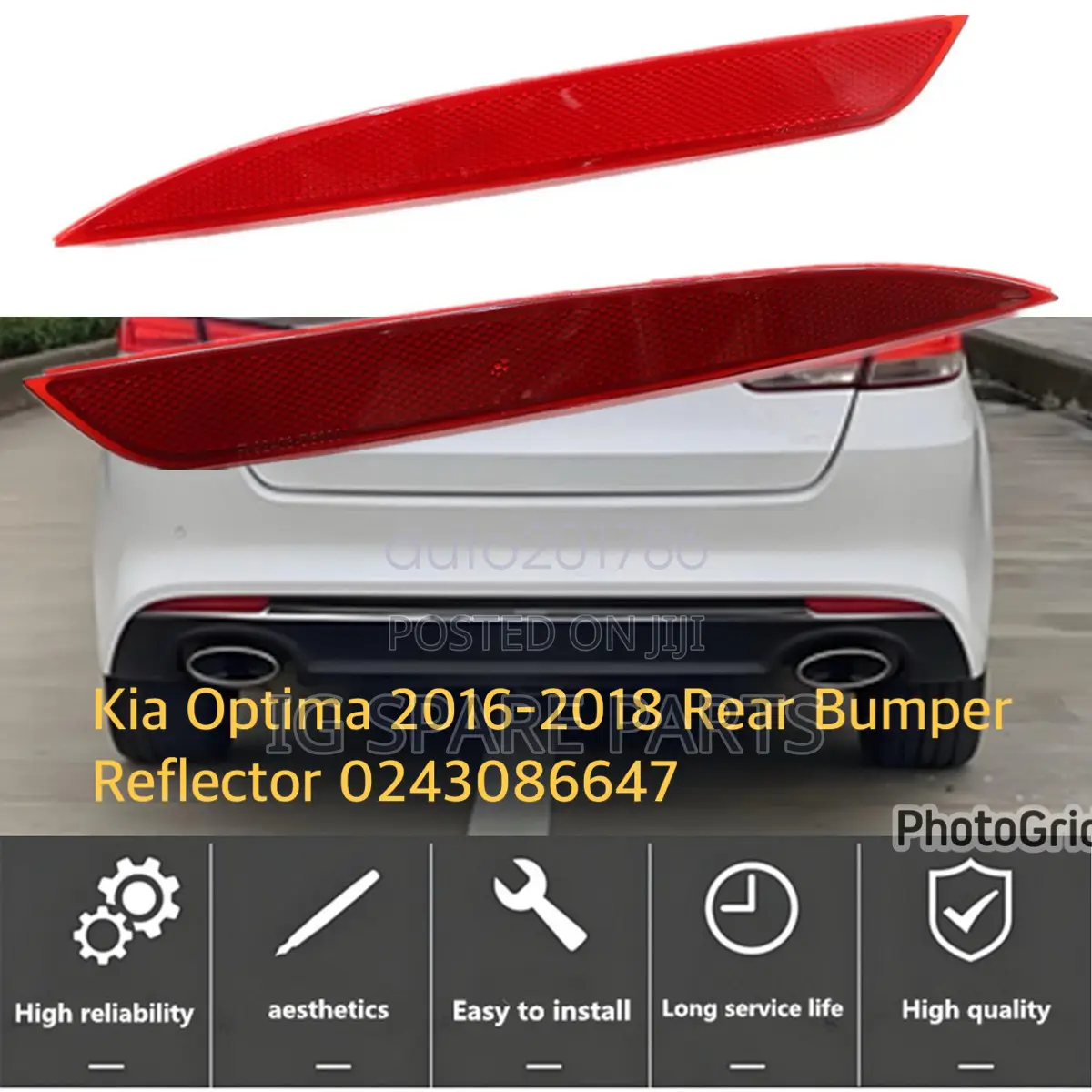 Kia Optima 2016-2018 Rear Bumper Reflector