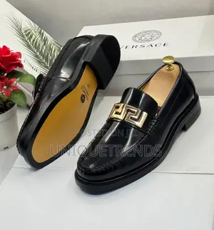 Versace Greca-Plaque Leather Loafers