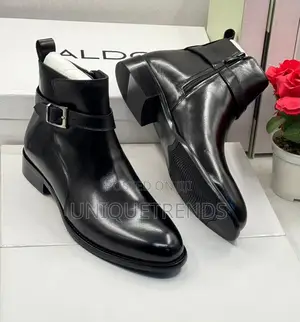 Aldo Leather Buckle Strap Chelsea Boots