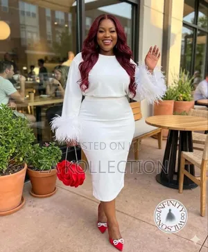 Women's White Mid Length Bodycon Dress
