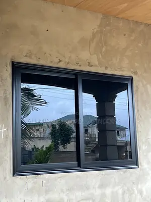 Black Frame and Dark Glass Sliding Windows With Net and Locks