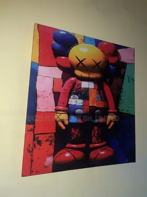 Real Cloth Colorful, Abstract, and Graffiti X" Eyes Kaws Canvas Frame