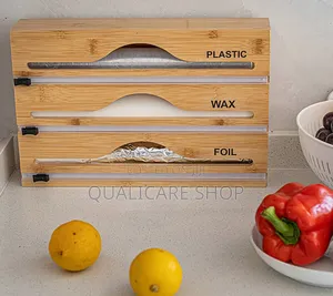 Bamboo 3-in-1 Wrap Dispenser With Slide Cutter for Aluminum Foil, Etc
