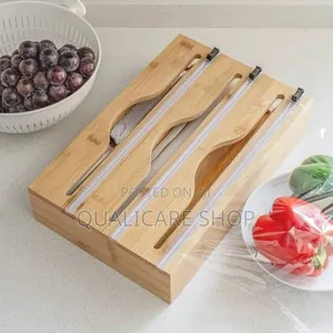Bamboo 3-in-1 Wrap Dispenser With Slide Cutter for Aluminum Foil, Etc