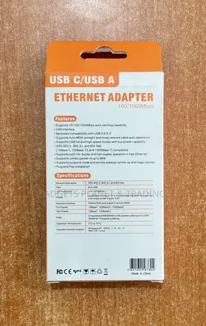 2 in 1 Usb C / Usb a to Rj45 Ethernet Adapter - 100/1000mbps