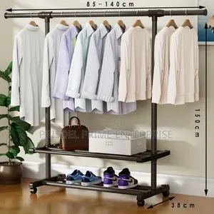 Single Bar Clothes Hanger With 2 Tier Shoerack