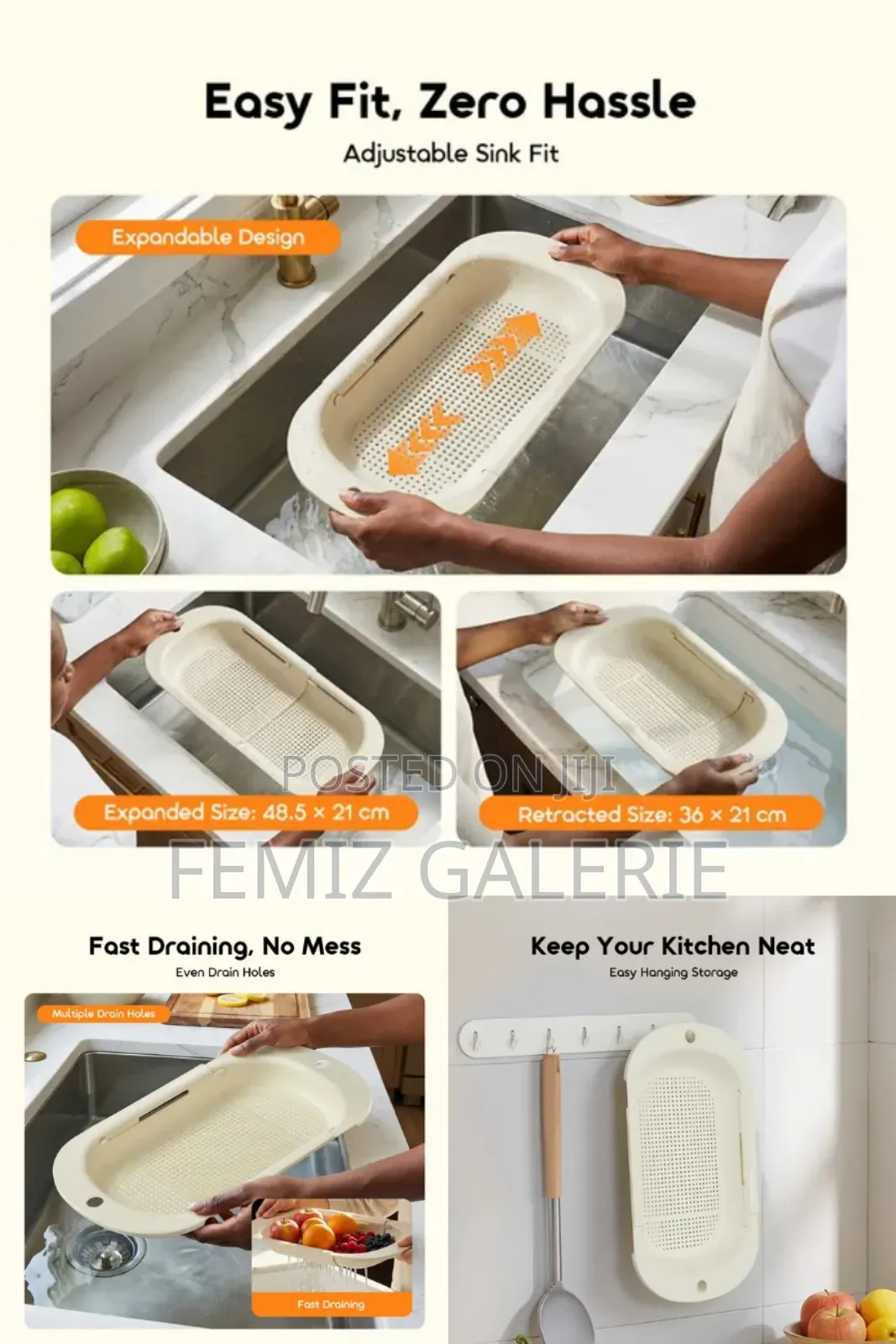 Oraimo Flexdrain Adjustable Thickened Strainer Basket