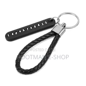 Anti-Lost Phone Number Plate Pendant Car Keychain Key Ring Keyring