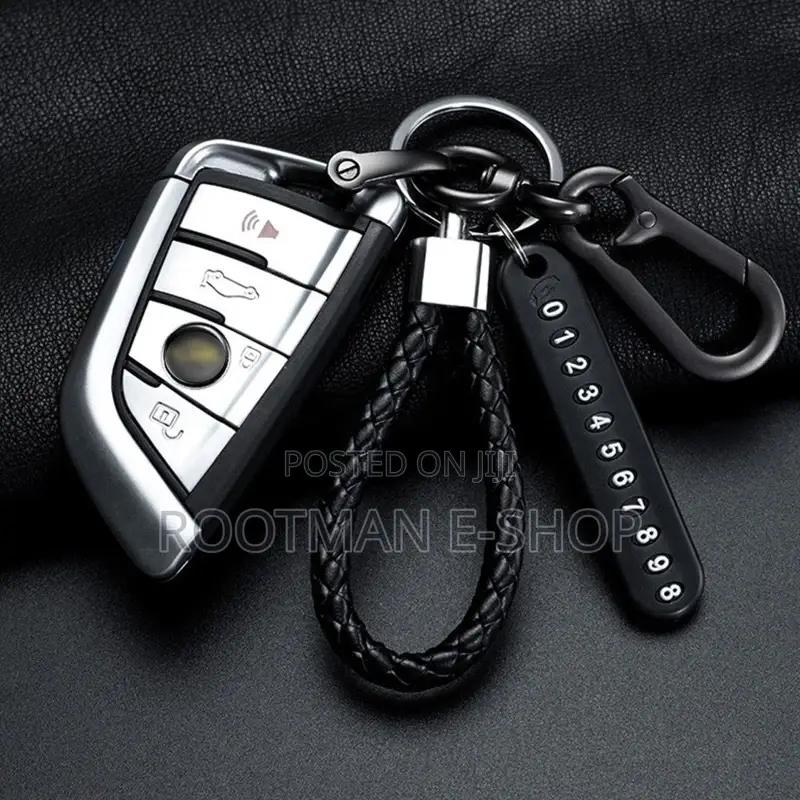 Anti-Lost Phone Number Plate Pendant Car Keychain Key Ring Keyring