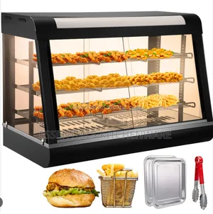 3pcs Curved Glass Food Warmer Display Showcase