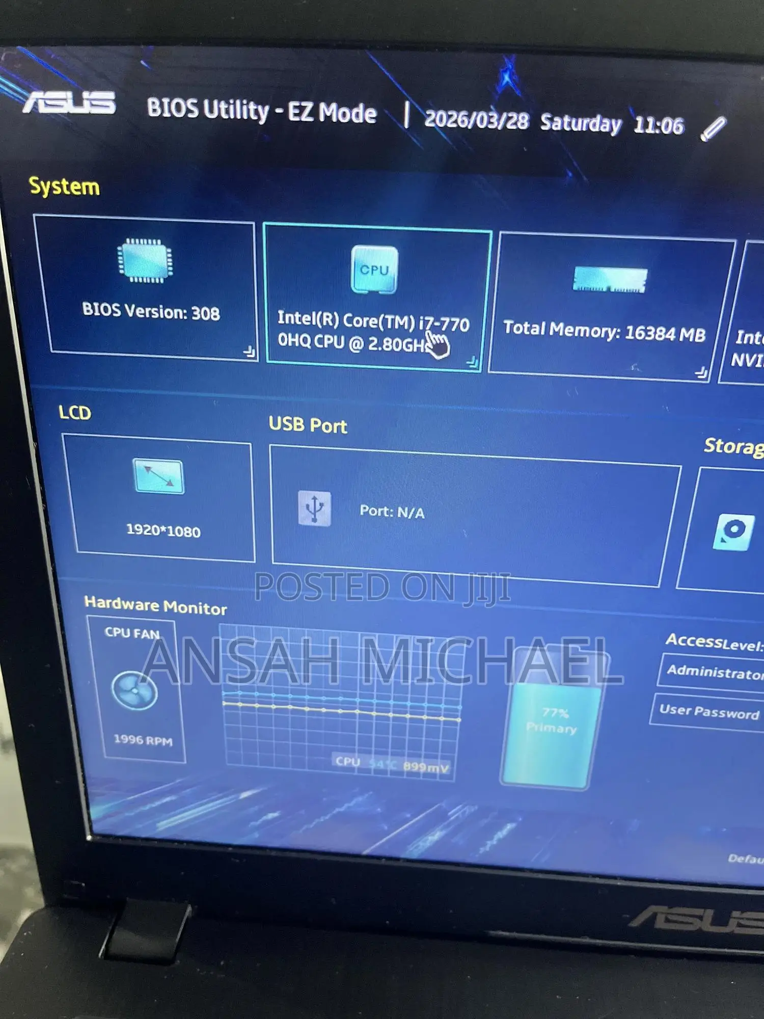 Laptop Asus FX553VD 16GB Intel Core i7 SSD 256GB