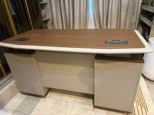 Executive Office Desk With Built-in Storage Cabinet