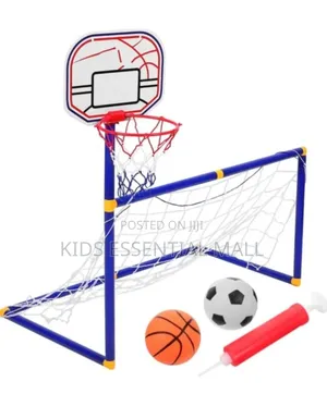 2 in 1 Children's Football Goal and Basketball Hoop Set
