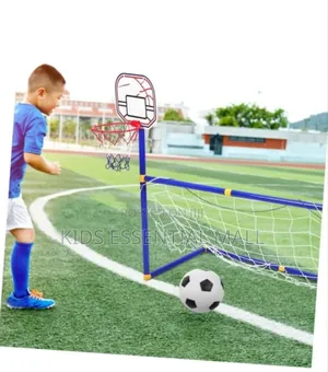 2 in 1 Children's Football Goal and Basketball Hoop Set