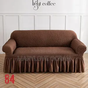 Bubbles Light Coffee Skirt Sofa Covers (Set)